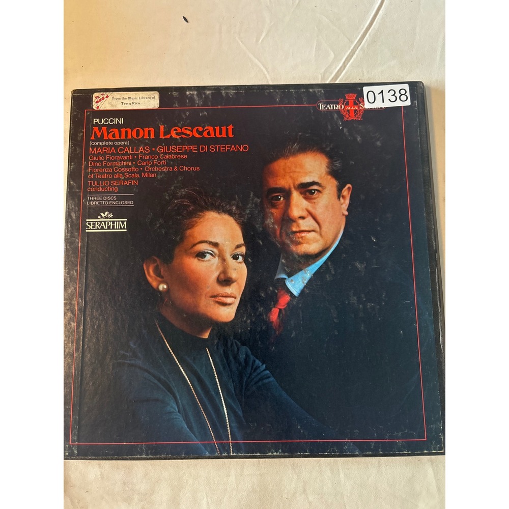 Seraphim Puccini Manon Lescaut Maria Callas 3 LP Box Set Good La Scala Opera